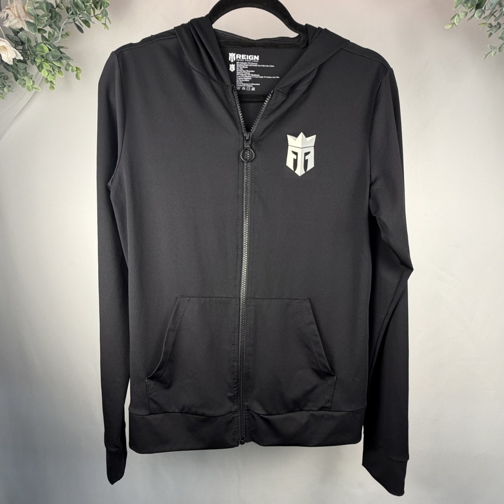 Reign Total Body Fuel Womens blk Zipped Hoodie sz L NWOT workout athleisure gym